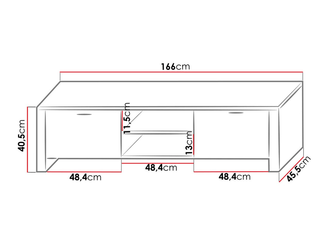 TV-Möbel Uva II (Weiss + Weiss glänzend)