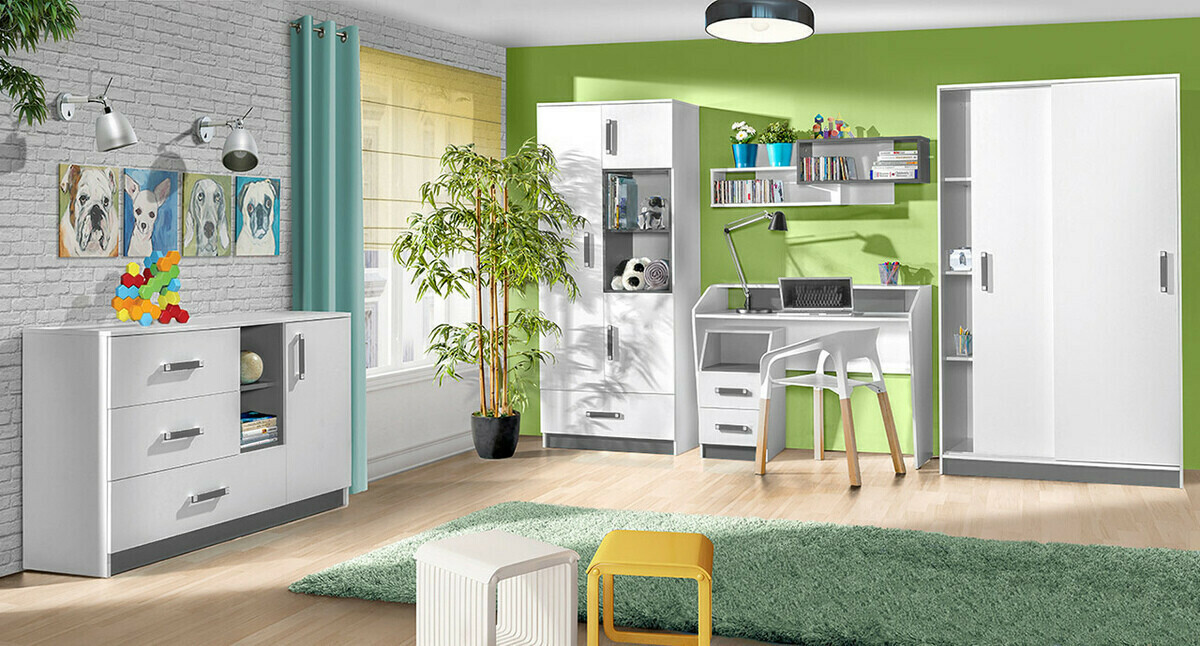 Kommode Lorlare 107 (Weiss + Grau)