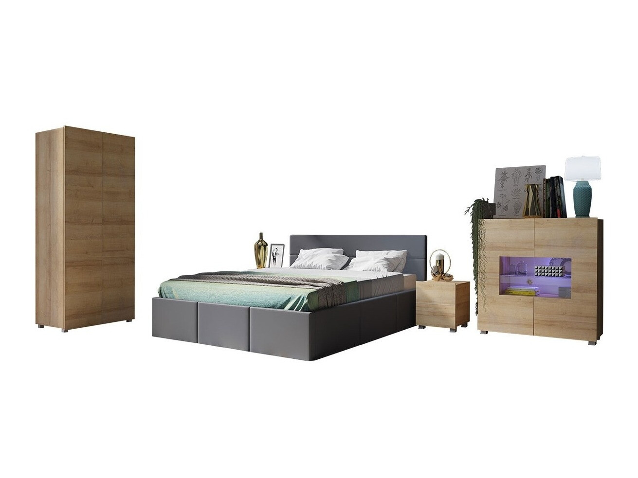 Schlafzimmer-Set Tivdalu 130 (Öko-Leder Soft 020)