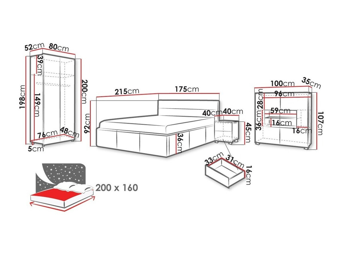 Schlafzimmer-Set Tivdalu 130 (Öko-Leder Soft 020)
