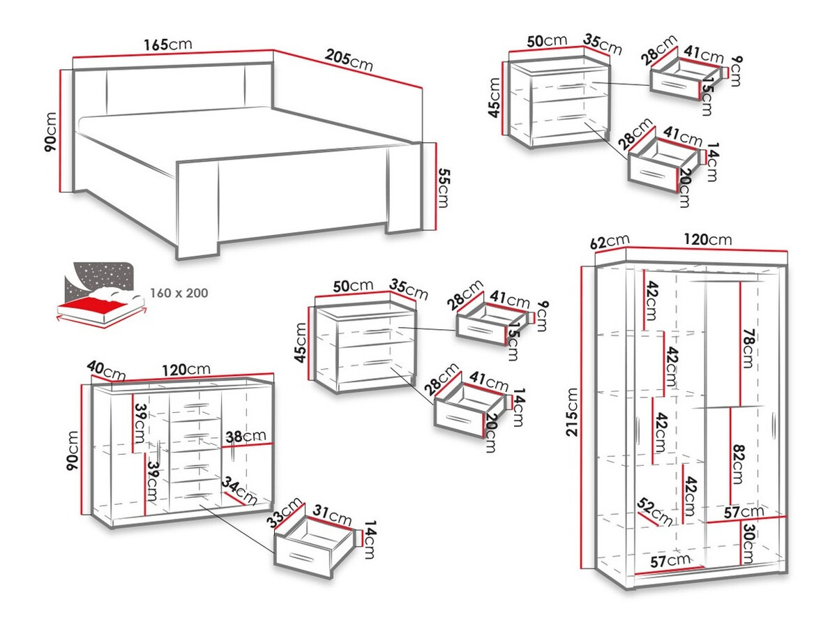 Schlafzimmer-Set Catromi 112 (Klostereiche + Soft Pik 029)