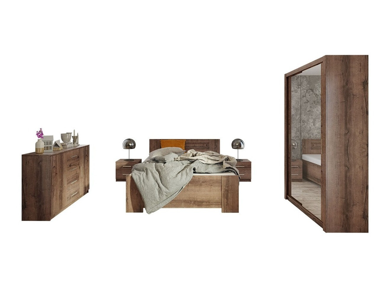 Schlafzimmer-Set Catromi 112 (Klostereiche)