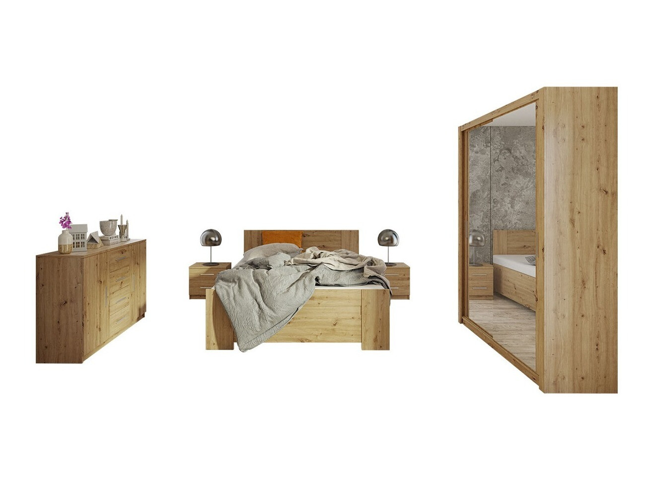 Schlafzimmer-Set Catromi 113 (Artisan Eichenholzoptik)