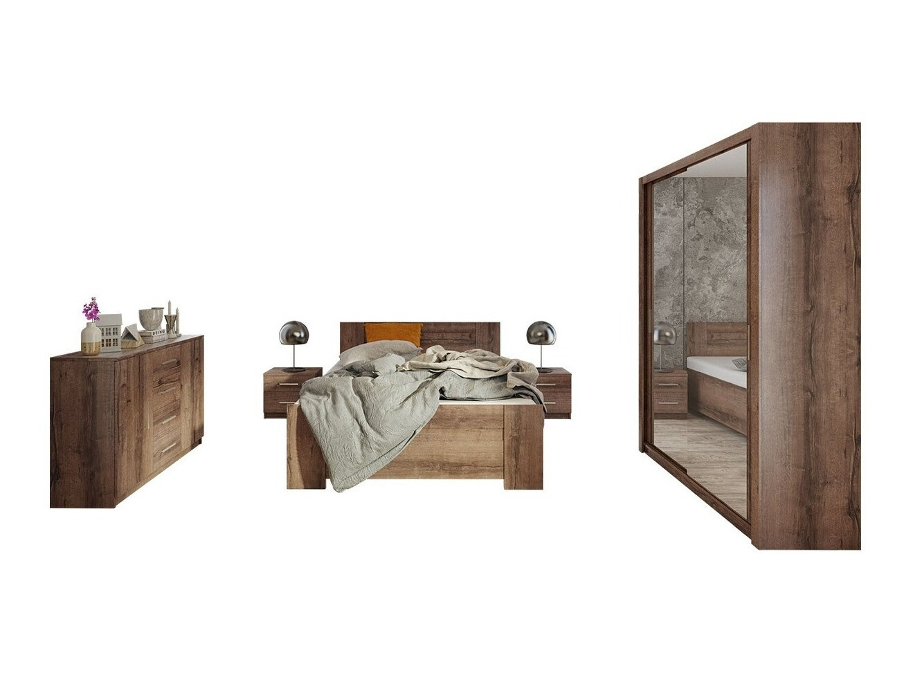 Schlafzimmer-Set Catromi 113 (Klostereiche)