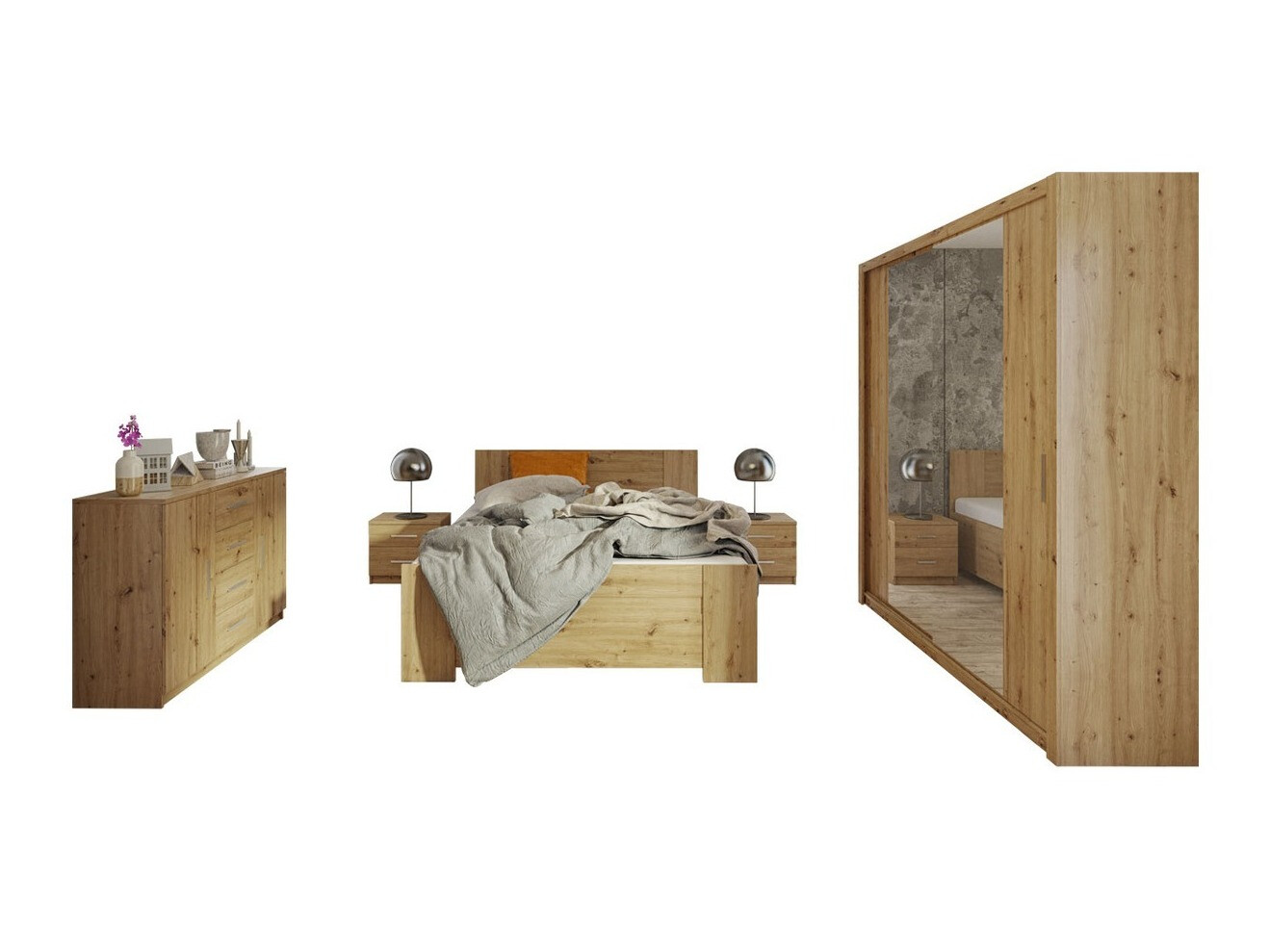 Schlafzimmer-Set Catromi 114 (Artisan Eichenholzoptik)