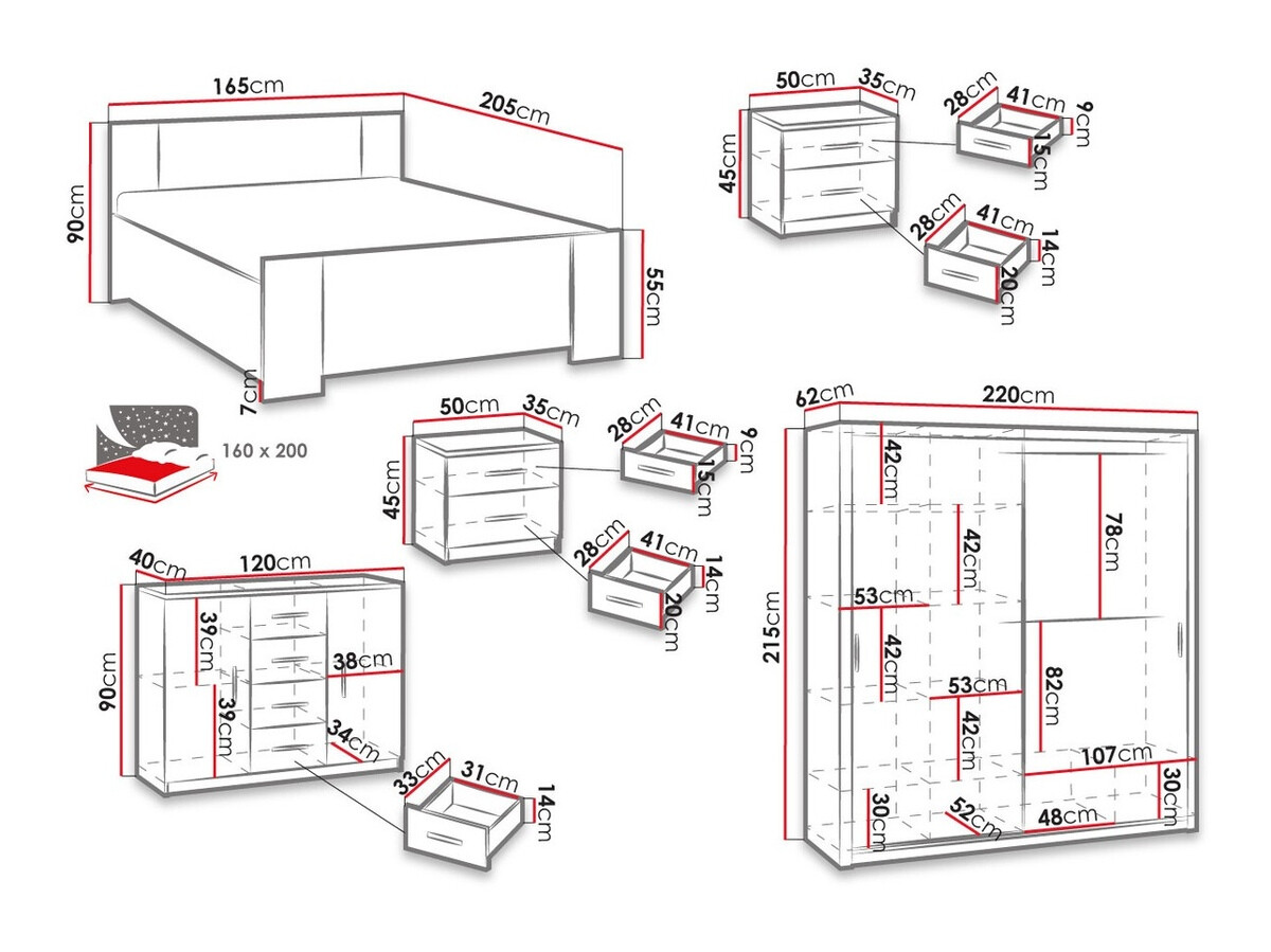 Schlafzimmer-Set Catromi 115 (Klostereiche + Soft Pik 011)