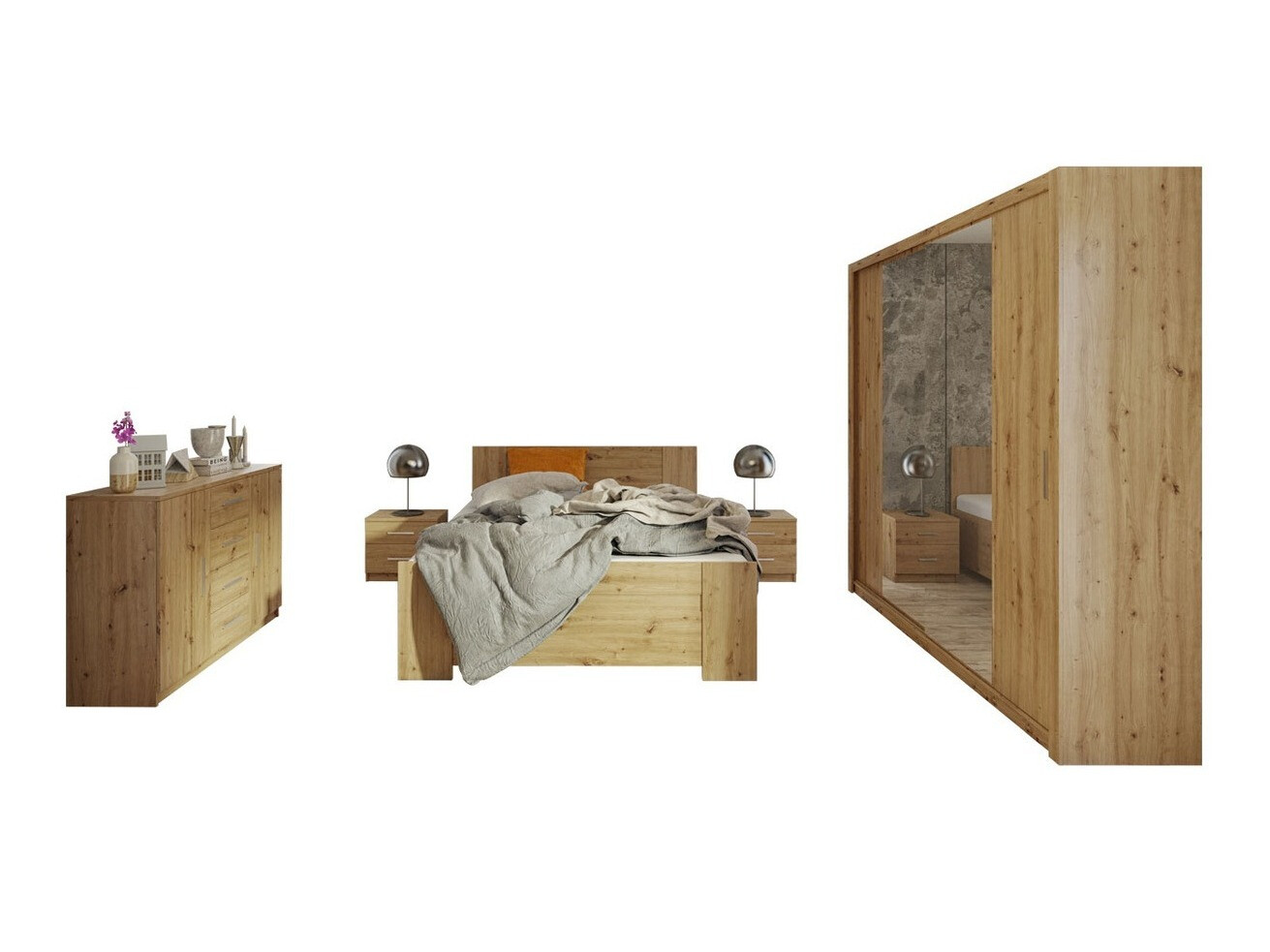 Schlafzimmer-Set Catromi 115 (Artisan Eichenholzoptik)