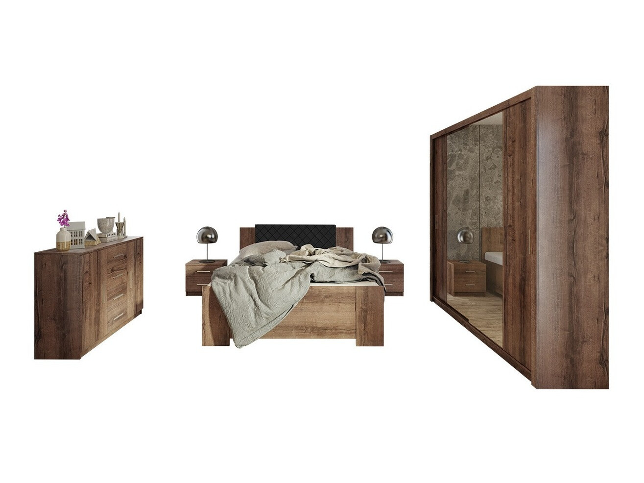 Schlafzimmer-Set Catromi 115 (Klostereiche + Soft Pik 011)