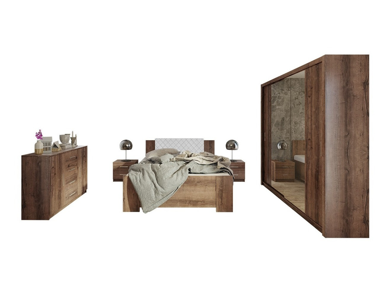 Schlafzimmer-Set Catromi 115 (Klostereiche + Soft Pik 017)