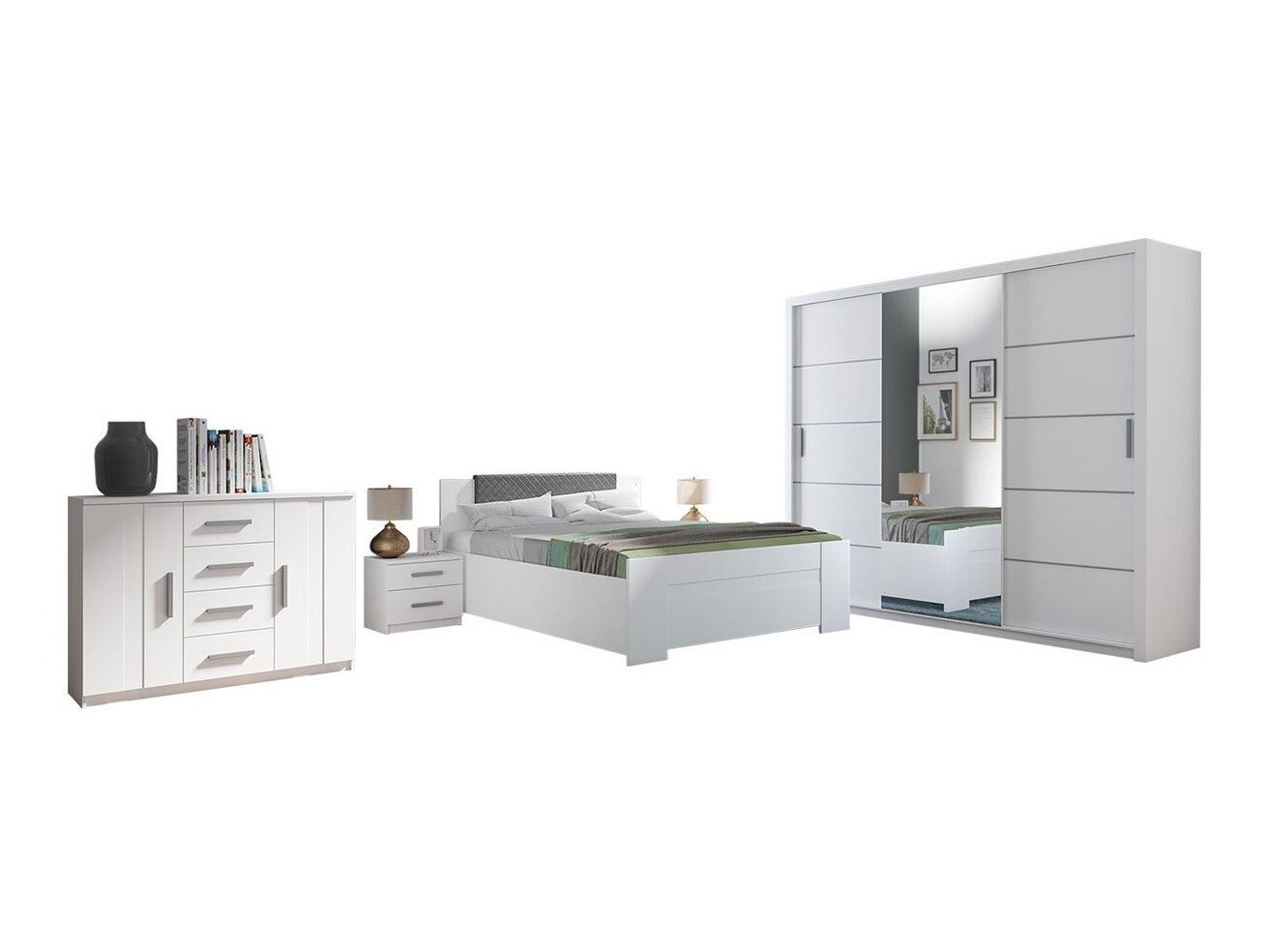 Schlafzimmer-Set Catromi 116 (Weiss + Soft Pik 029)