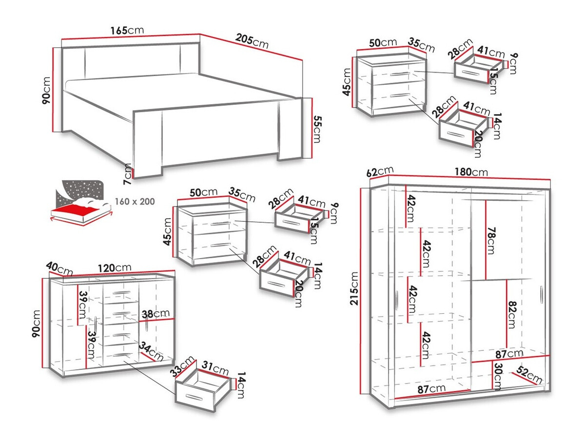 Schlafzimmer-Set Catromi 121 (Artisan-Eiche + Soft Pik 017)