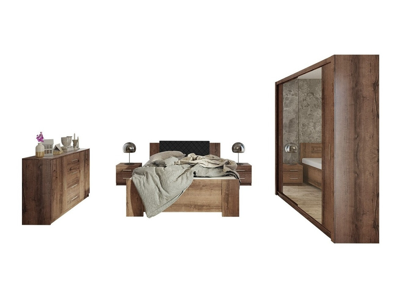 Schlafzimmer-Set Catromi 121 (Klostereiche + Soft Pik 011)