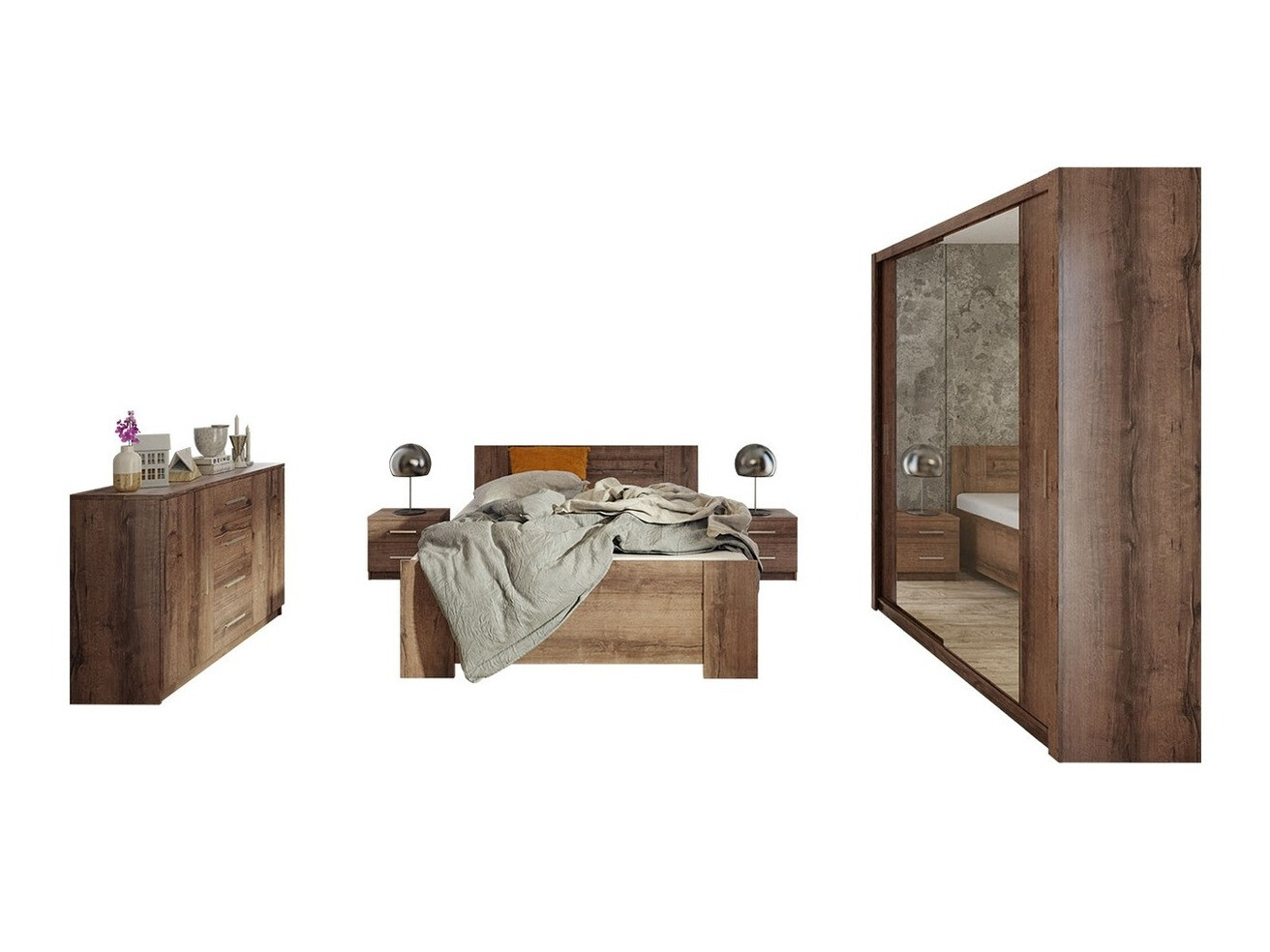 Schlafzimmer-Set Catromi 121 (Klostereiche)