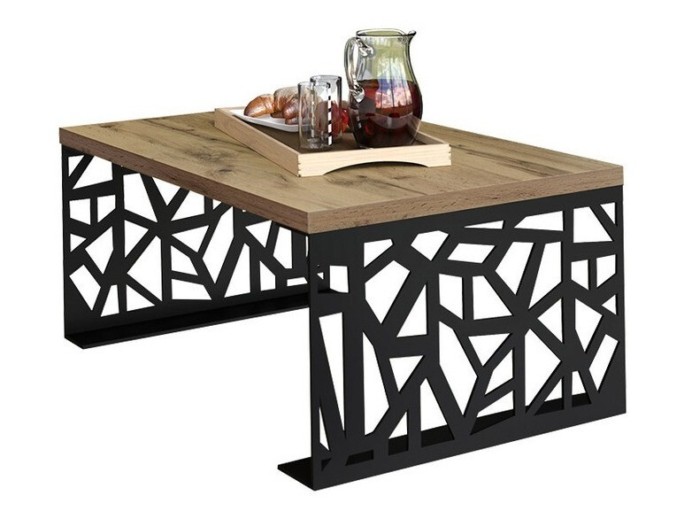 Couchtisch Germantown 101 (Mattschwarz + Eichenholzoptik)