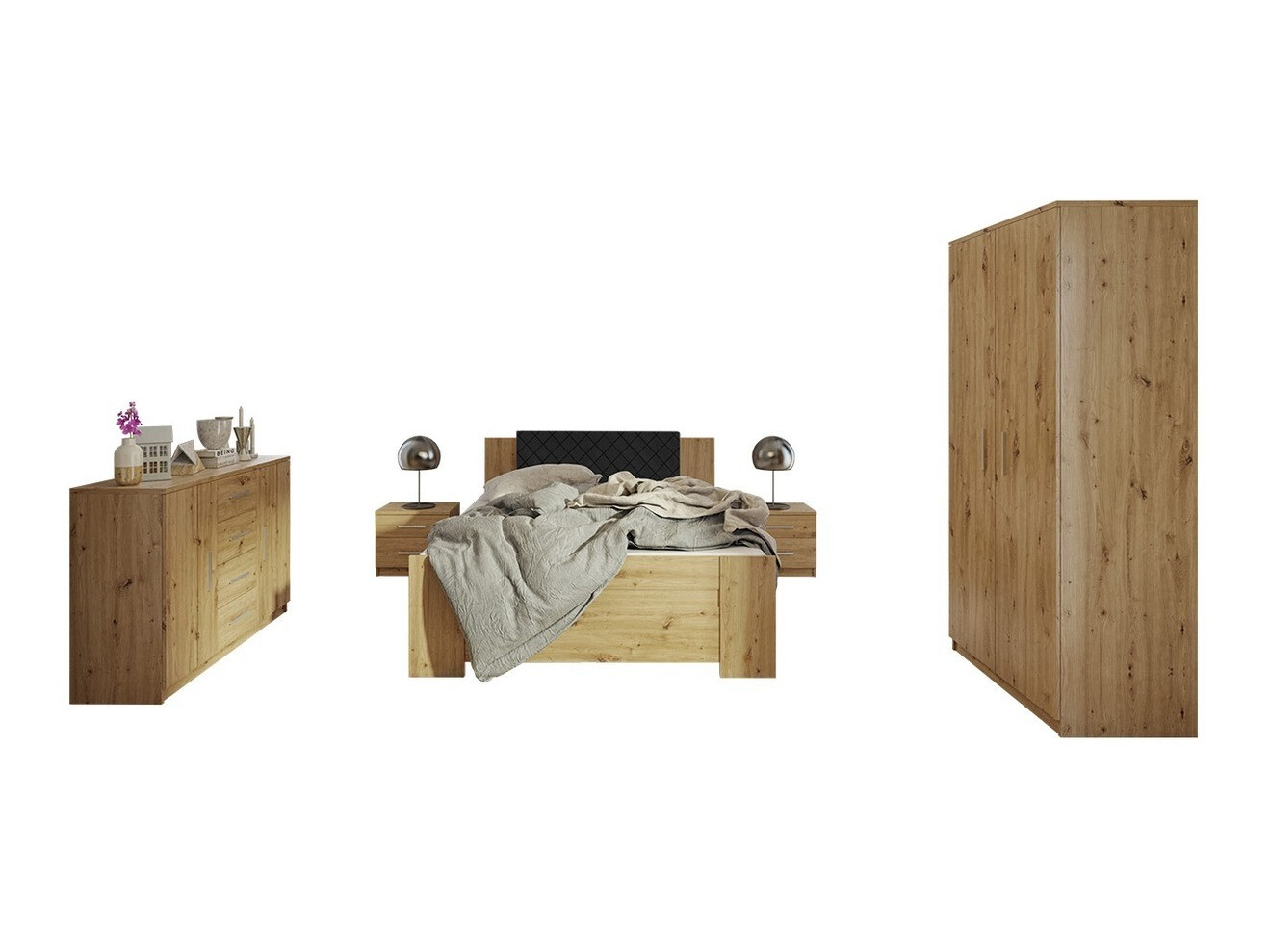 Schlafzimmer-Set Catromi 122 (Artisan-Eiche + Soft Pik 011)