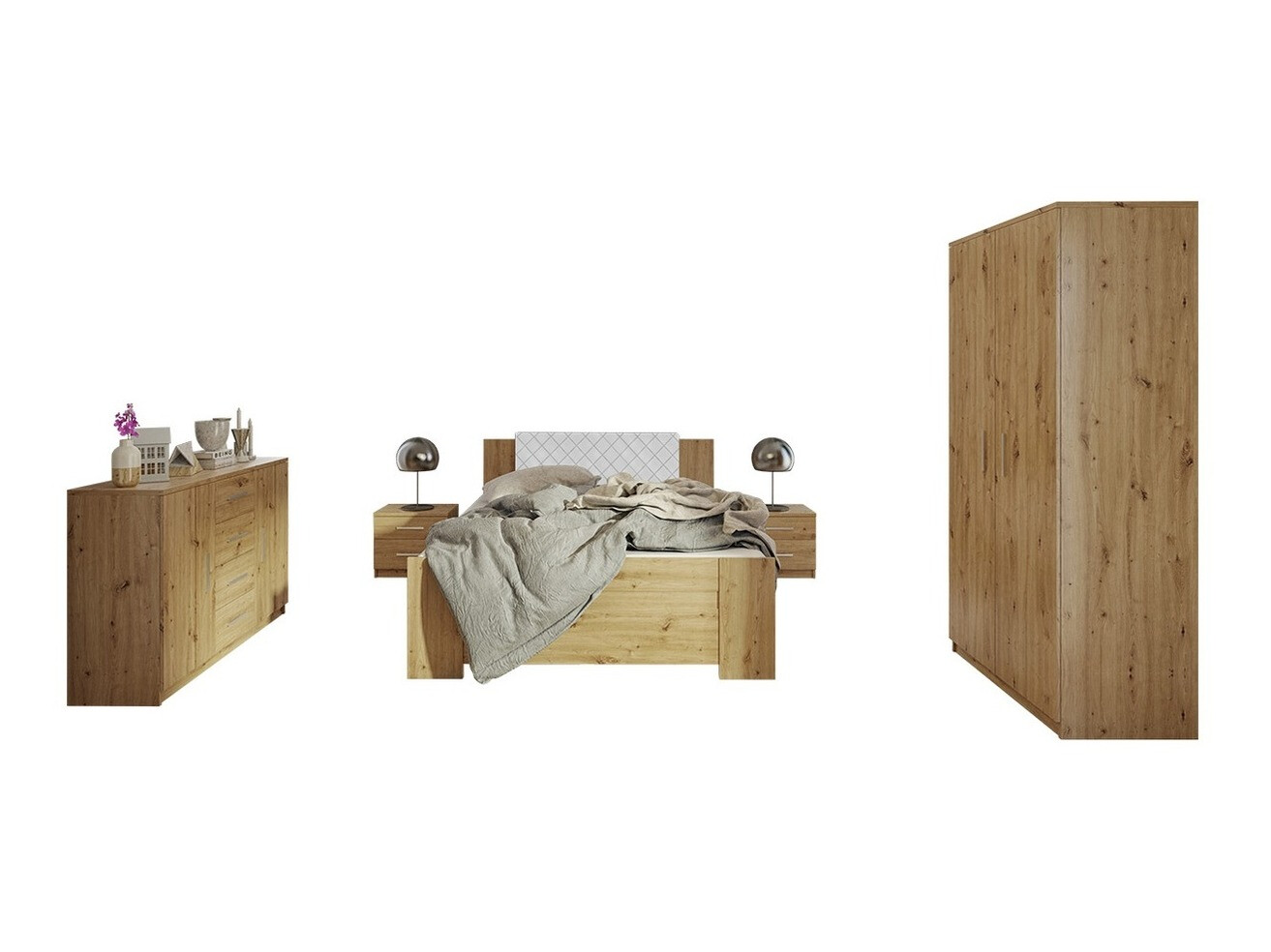 Schlafzimmer-Set Catromi 122 (Artisan-Eiche + Soft Pik 017)