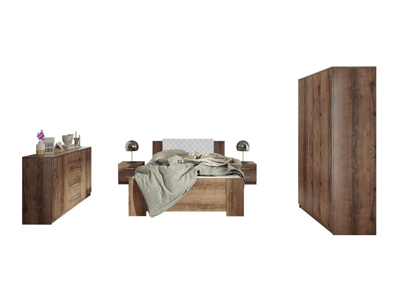Schlafzimmer-Set Catromi 122 (Klostereiche + Soft Pik 017)