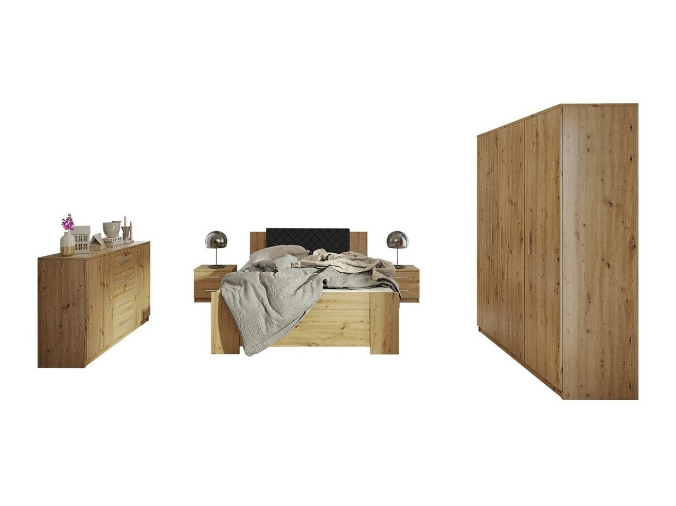 Schlafzimmer-Set Catromi 123 (Artisan-Eiche + Soft Pik 011)