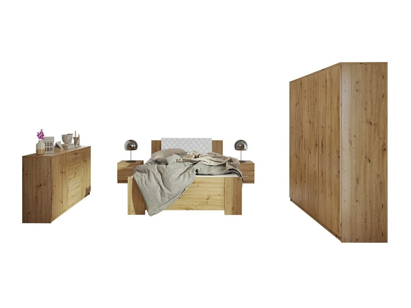 Schlafzimmer-Set Catromi 123 (Artisan-Eiche + Soft Pik 017)