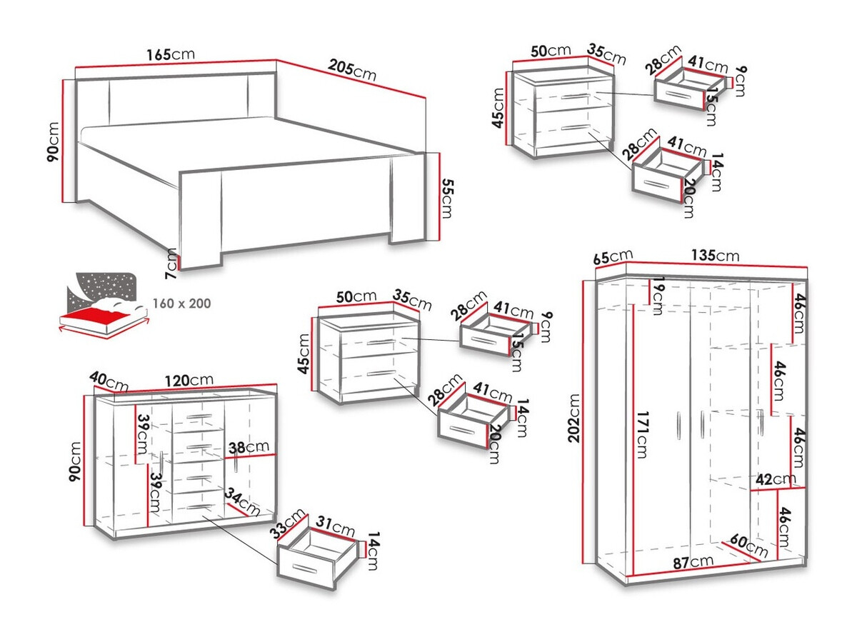 Schlafzimmer-Set Catromi 123 (Artisan-Eiche + Soft Pik 017)