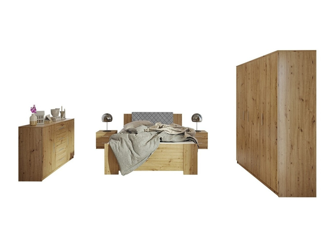 Schlafzimmer-Set Catromi 123 (Artisan-Eiche + Soft Pik 029)