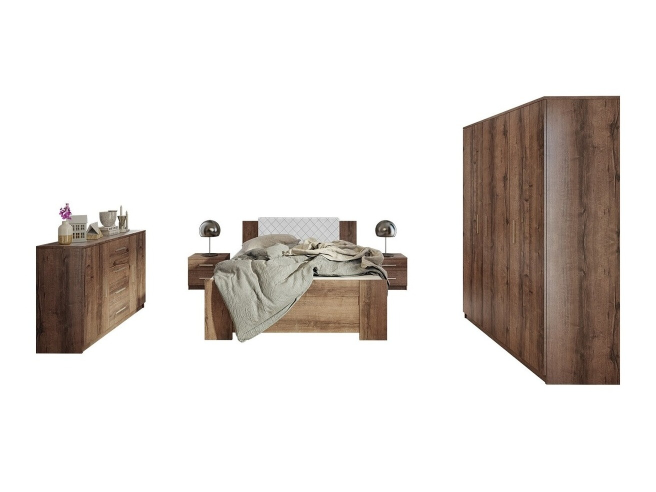 Schlafzimmer-Set Catromi 123 (Klostereiche + Soft Pik 017)