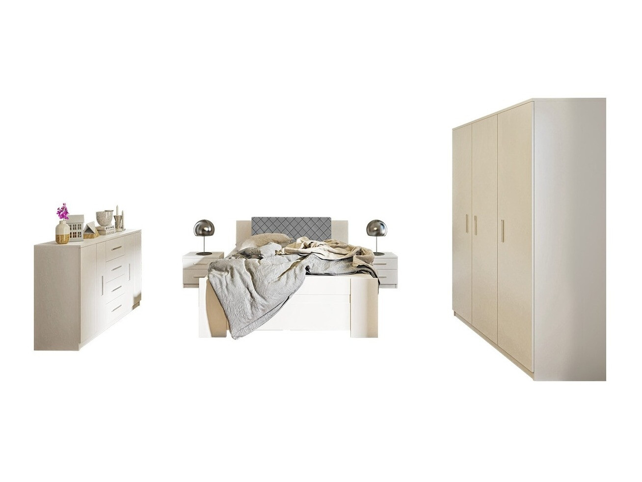 Schlafzimmer-Set Catromi 123 (Weiss + Soft Pik 029)