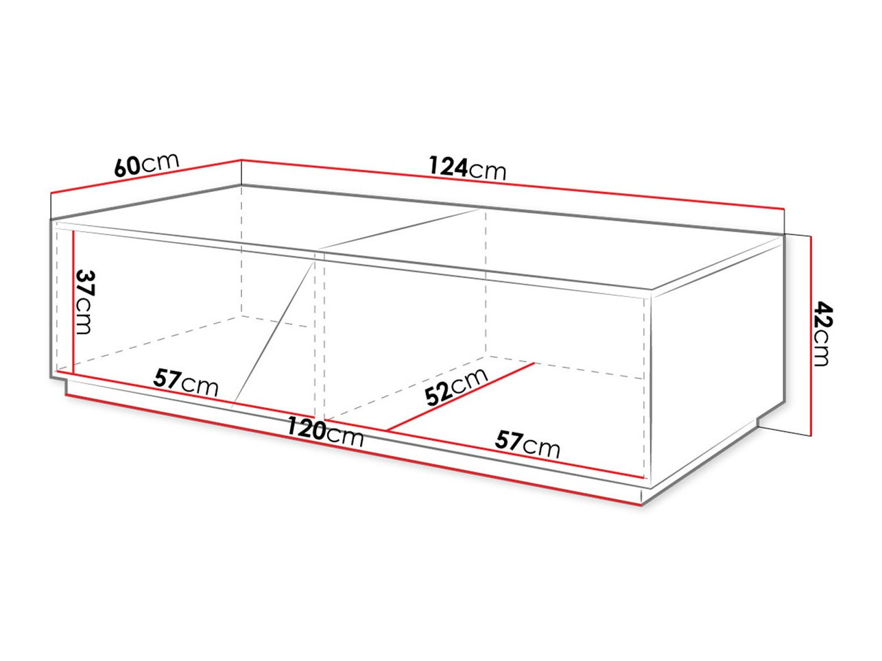 Couchtisch Comfivo Daldune (Weiss + Wotan Eiche)