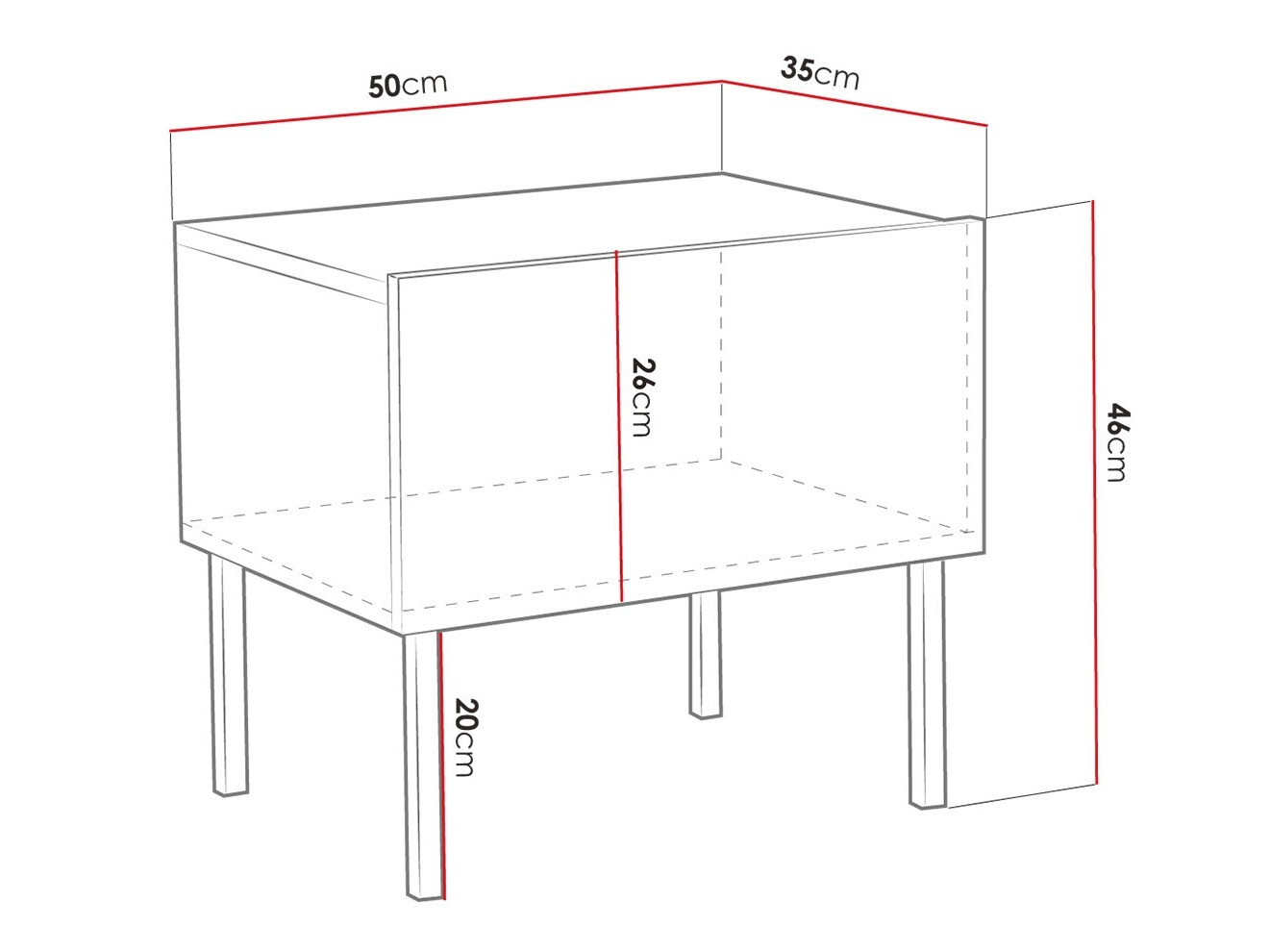Nachttisch Natar (Weiss + Weiss glänzend)