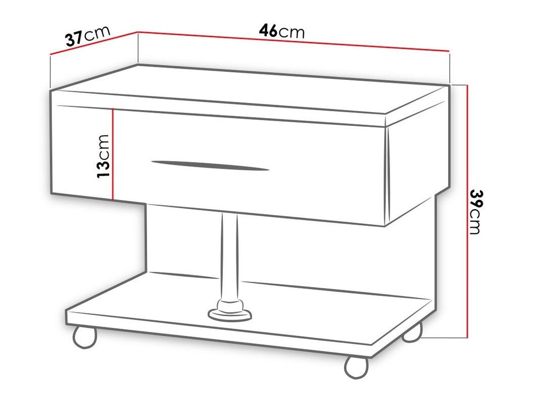 Nachttisch Campus (Weiss + Weiss glänzend)