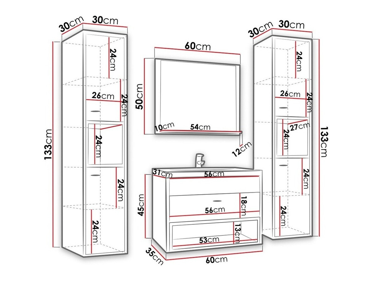 Badezimmer-Set Velum II (Weiss + Artisan Eichenholzoptik)