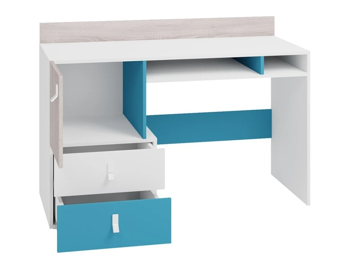 Kinderzimmer-Set Camteso 114 (Weiss + Eiche + Türkis)