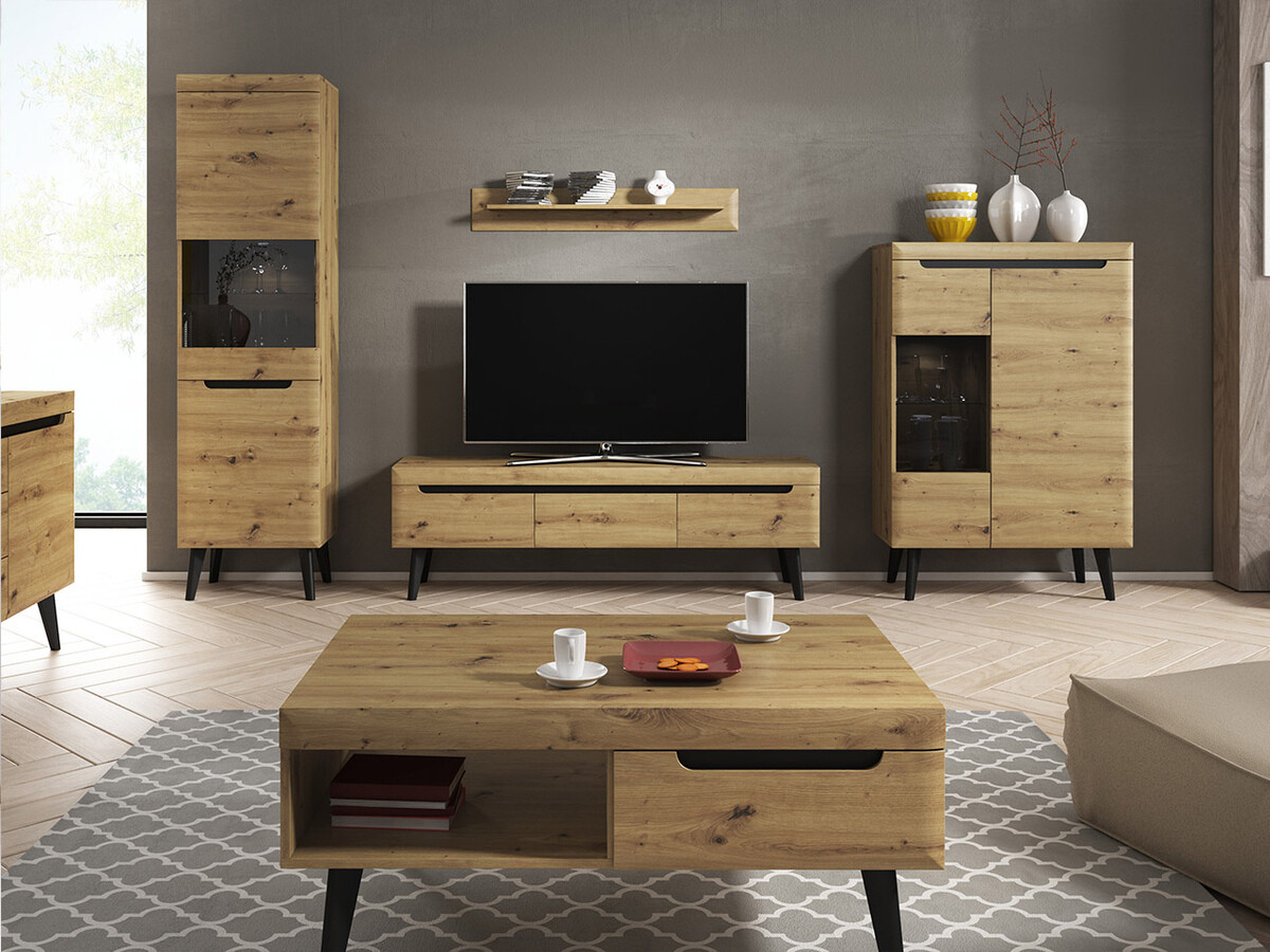 Wandregal Bracchal (Artisan Eichenholzoptik + Graphit)