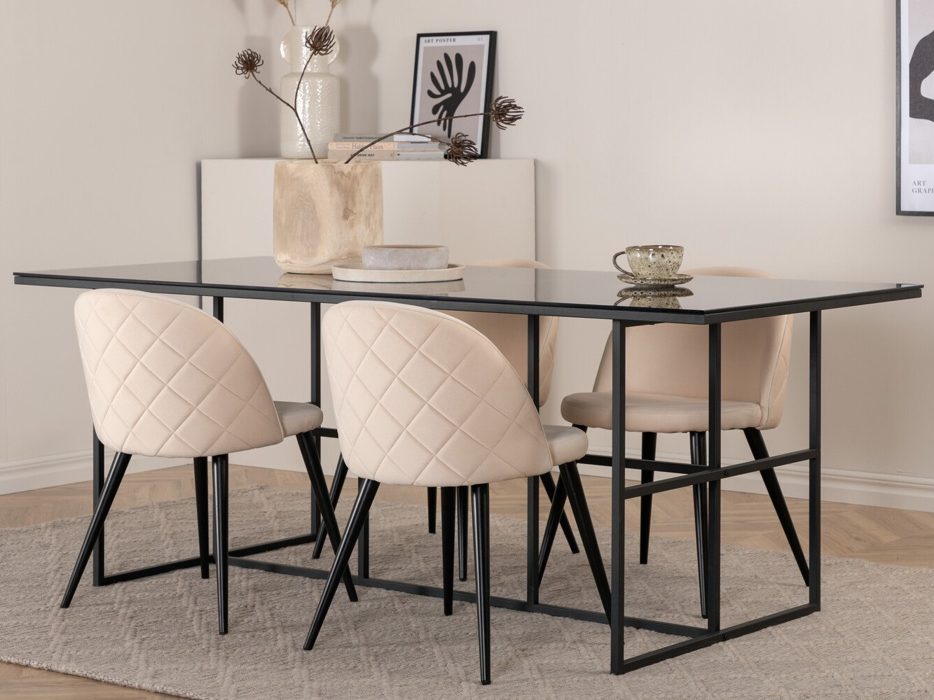 Essgruppe Dallas 2633 (Beige + Schwarz)