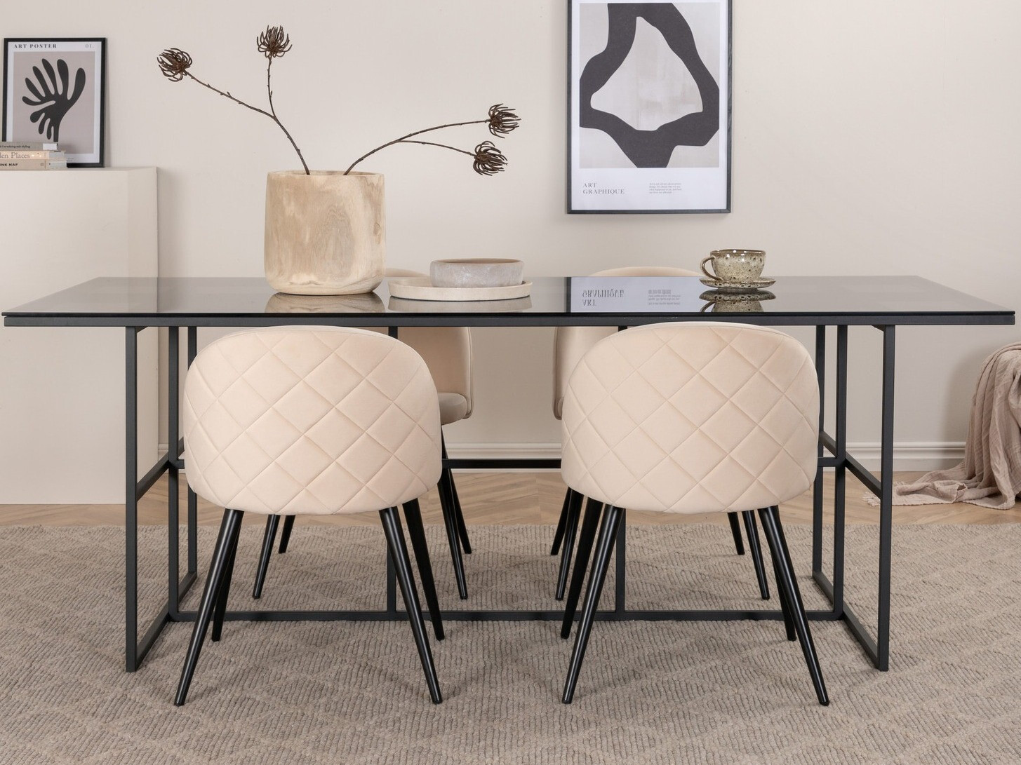 Essgruppe Dallas 2633 (Beige + Schwarz)