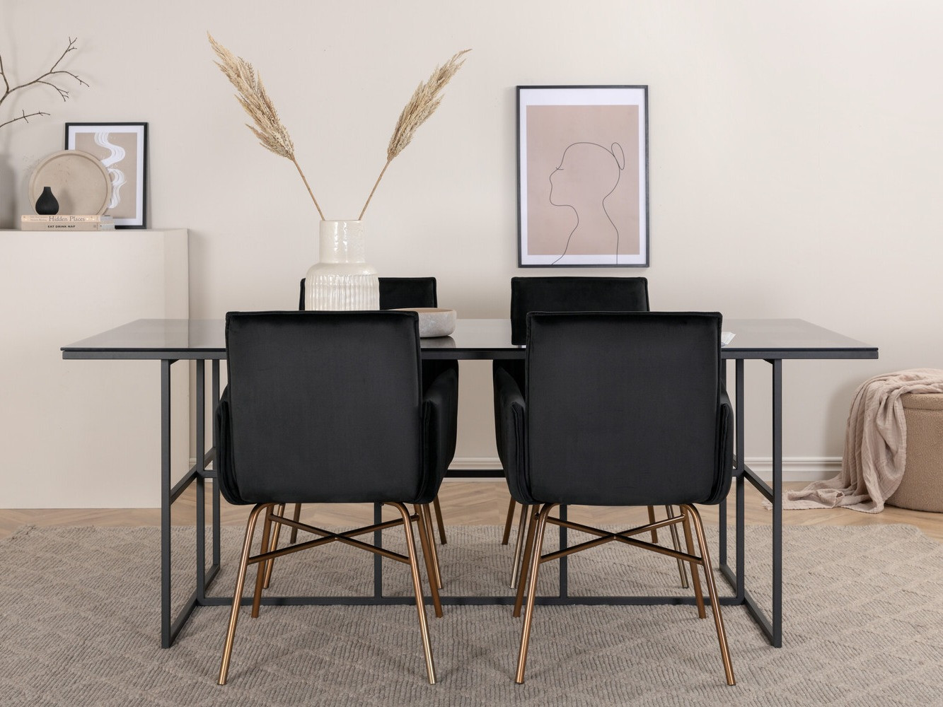 Essgruppe Dallas 2650 (Schwarz + Messing)