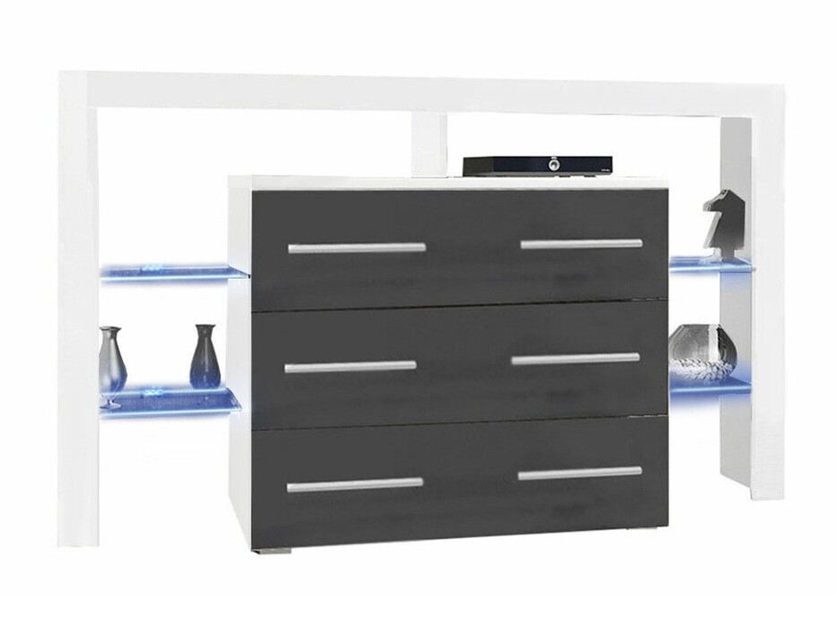 Kommoden Aestas I (Weiss + Glanzgrau)