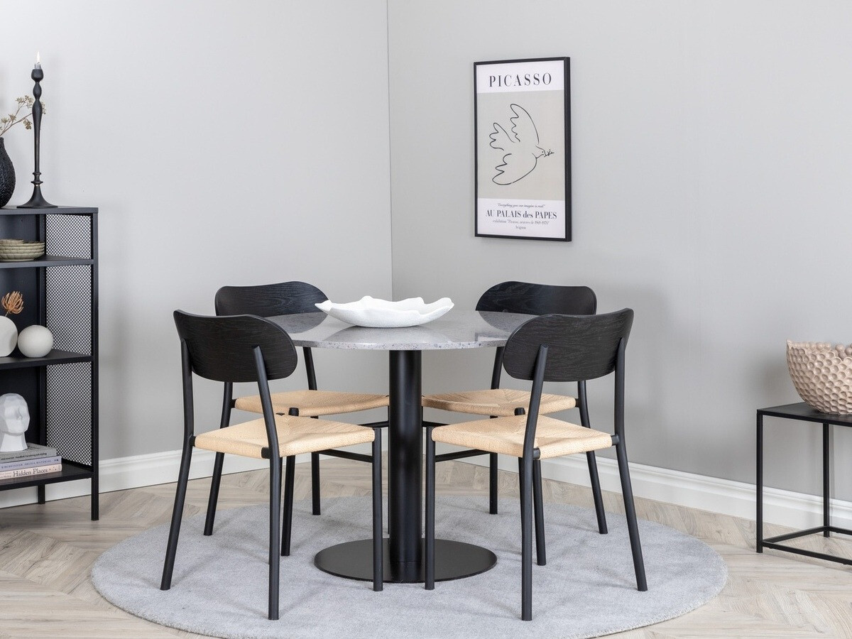 Essgruppe Dallas 1137 (Helles Holz + Schwarz)