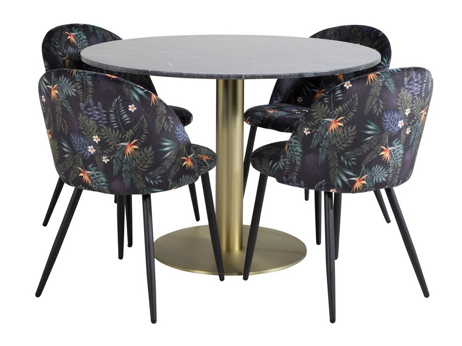 Essgruppe Dallas 1219 (Geblümtes Muster + Schwarz)
