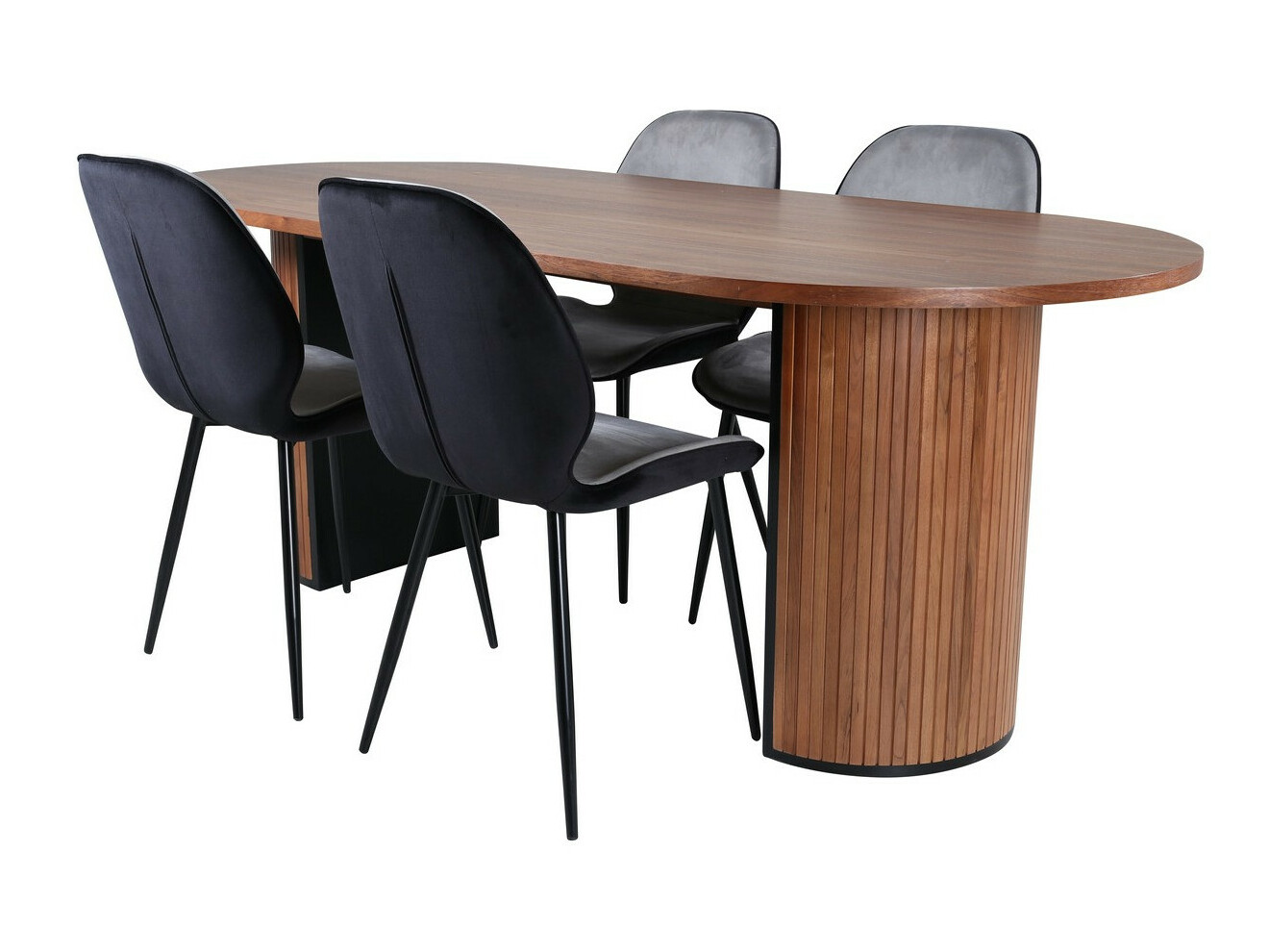 Essgruppe Dallas 2763 (Walnussholzoptik + Schwarz)