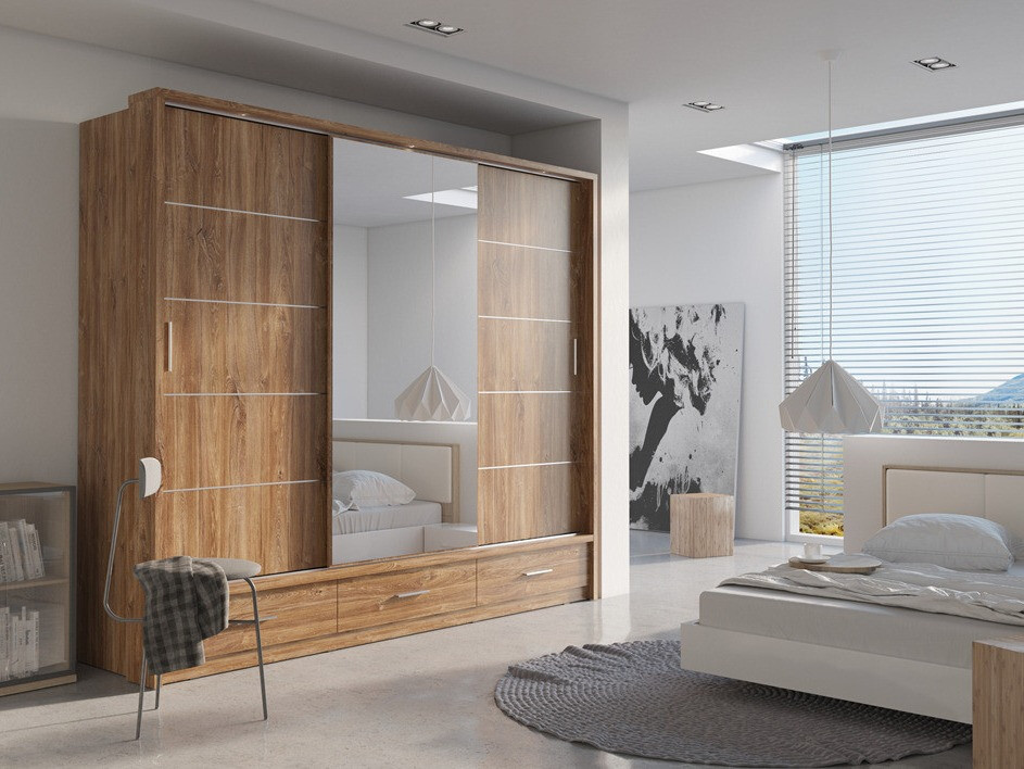 Kleiderschrank Fresno 100 (Stirling Eichenholzoptik)