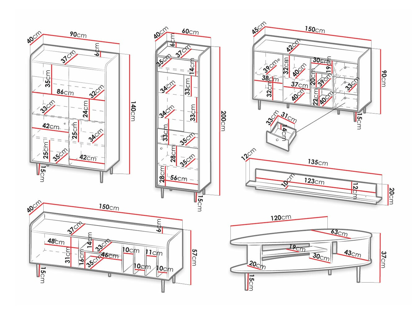 Wohnzimmer-Set Ferenou 110