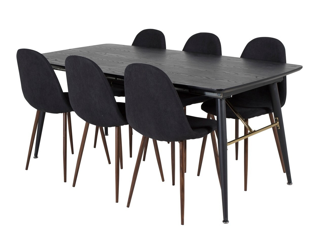 Essgruppe Dallas 1443 (Schwarz + Nussholzoptik)