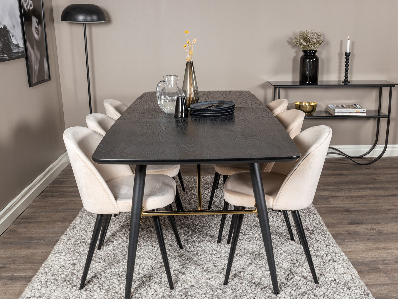 Essgruppe Dallas 1449 (Beige + Schwarz)
