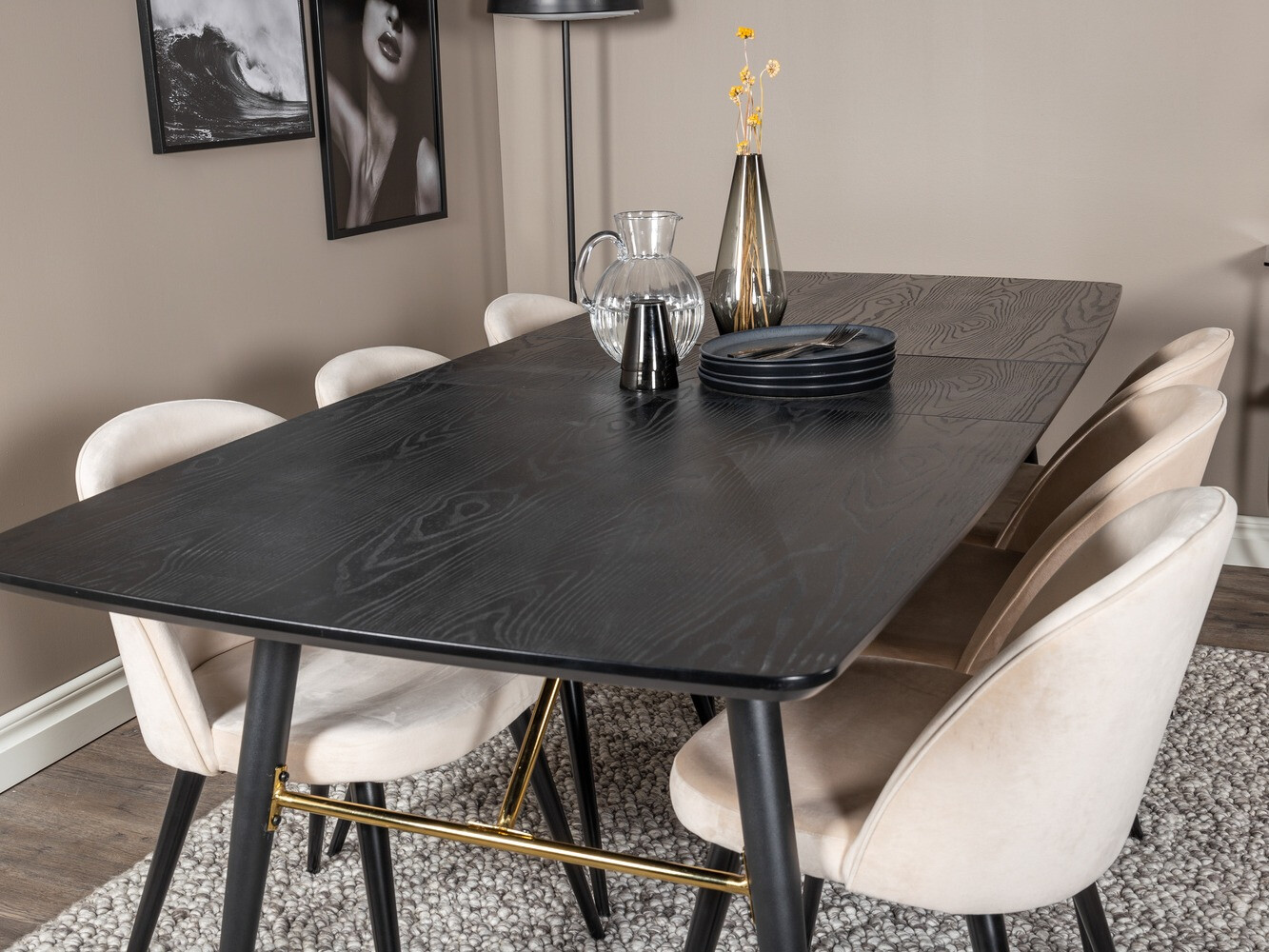 Essgruppe Dallas 1449 (Beige + Schwarz)