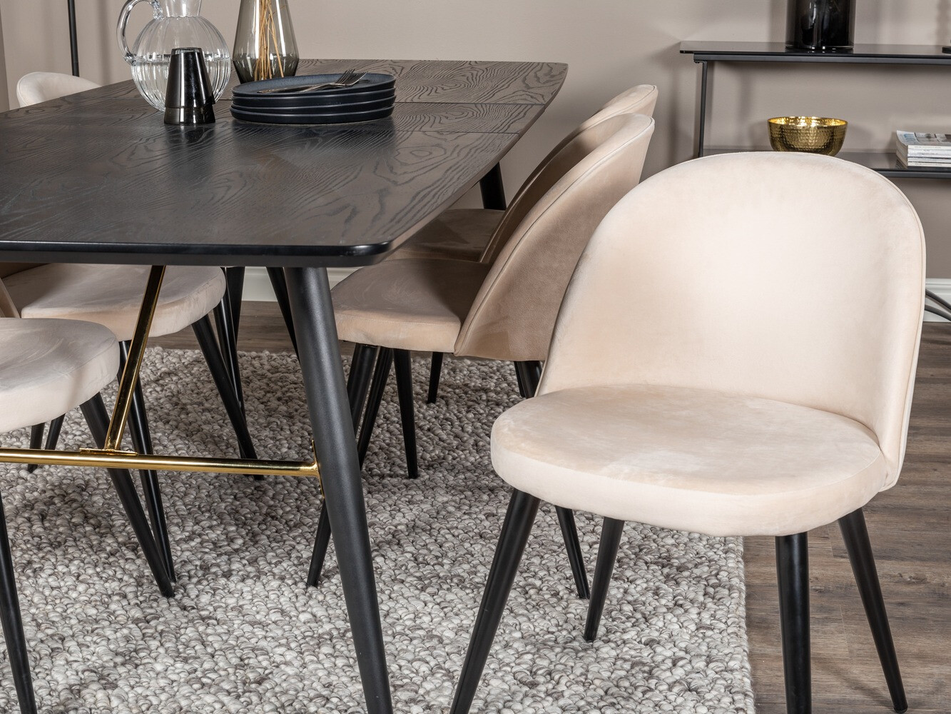 Essgruppe Dallas 1449 (Beige + Schwarz)