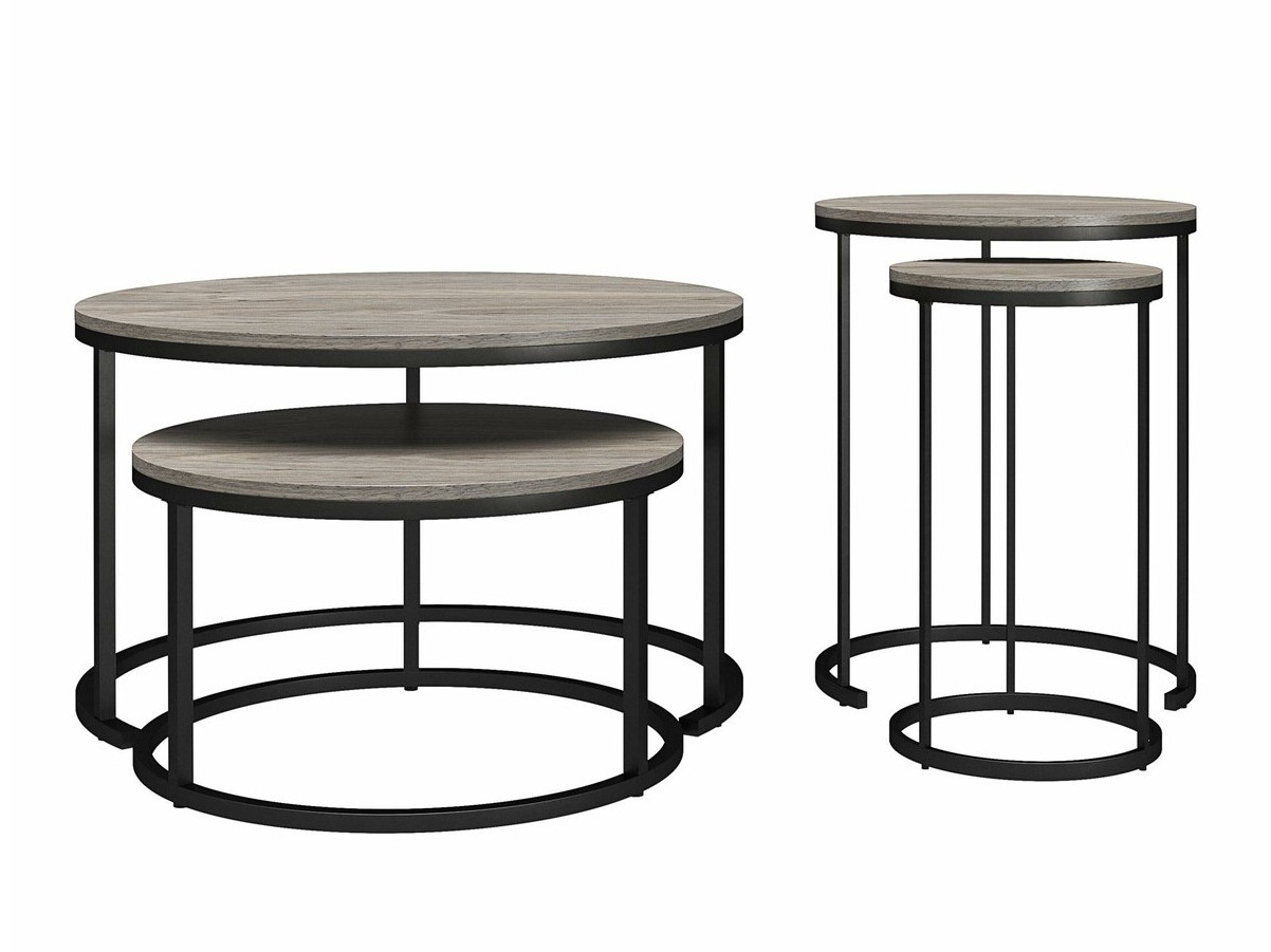 Couchtischset Tulsa 234 (Eiche Grau + Schwarz)