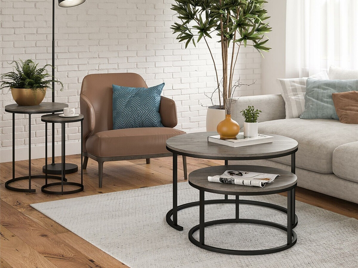 Couchtischset Tulsa 234 (Eiche Grau + Schwarz)