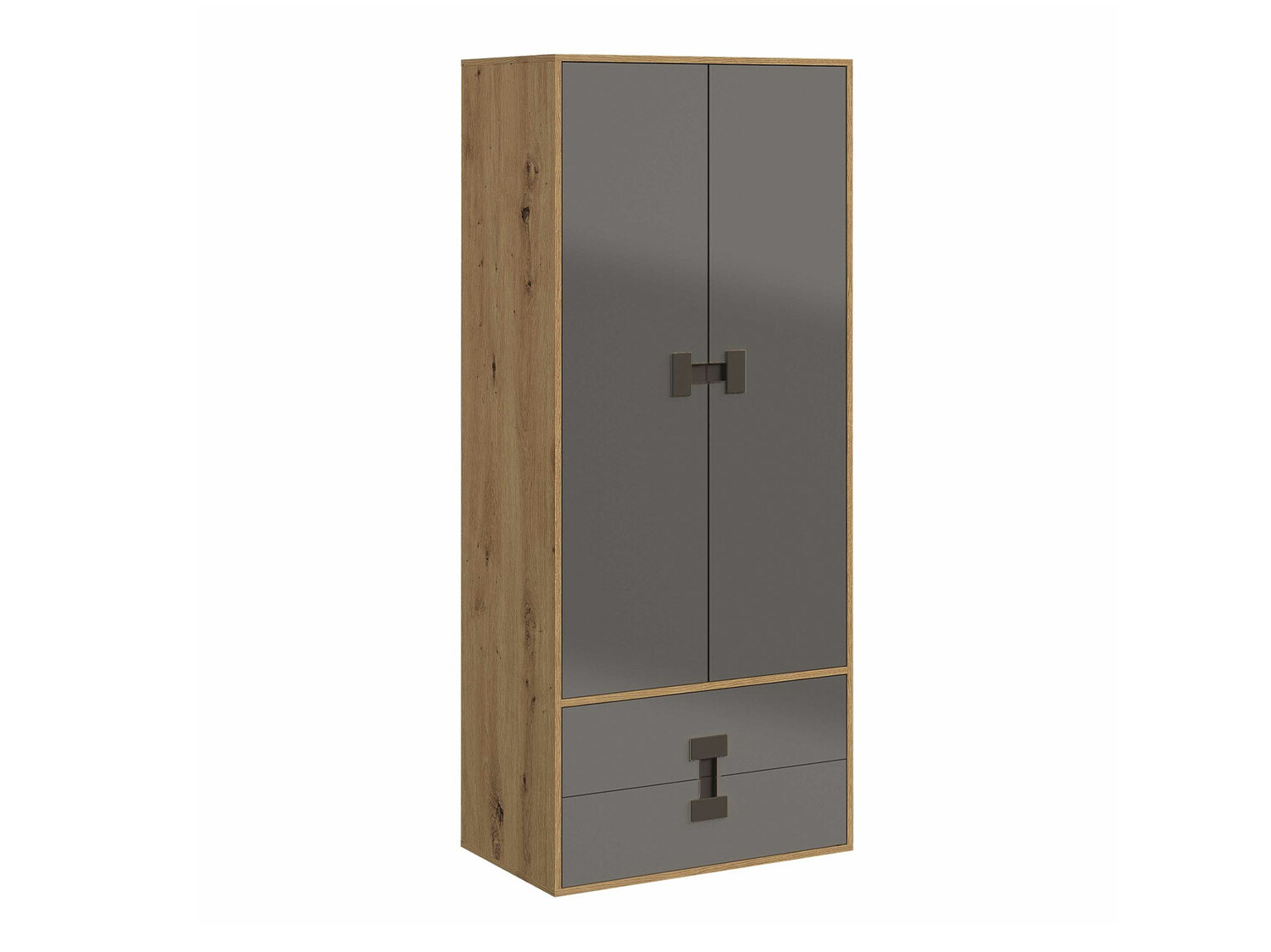 Kleiderschrank Florevi 113 (Glanzgrau + Artisan-Eiche)