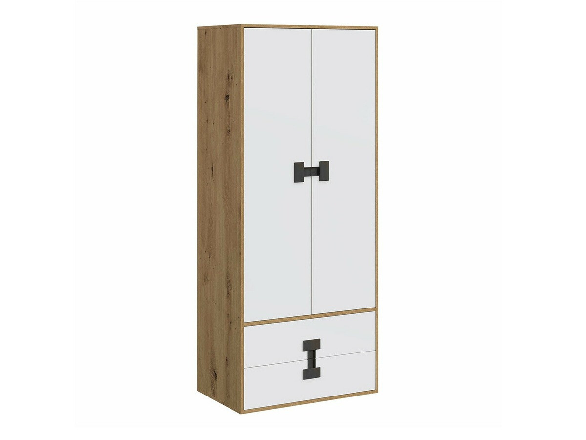 Kleiderschrank Florevi 113 (Matt weiss + Artisan-Eiche)